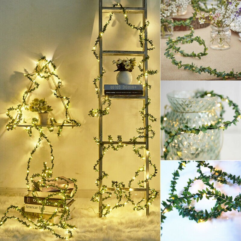 Rose Bloem Wijnstok Snaar Led Verlichting Decoratie Groen Blad Guirlande Batterij/Usb/Zonne-energie 3 M 5 M 10 M Warm Wit Kerstverlichting