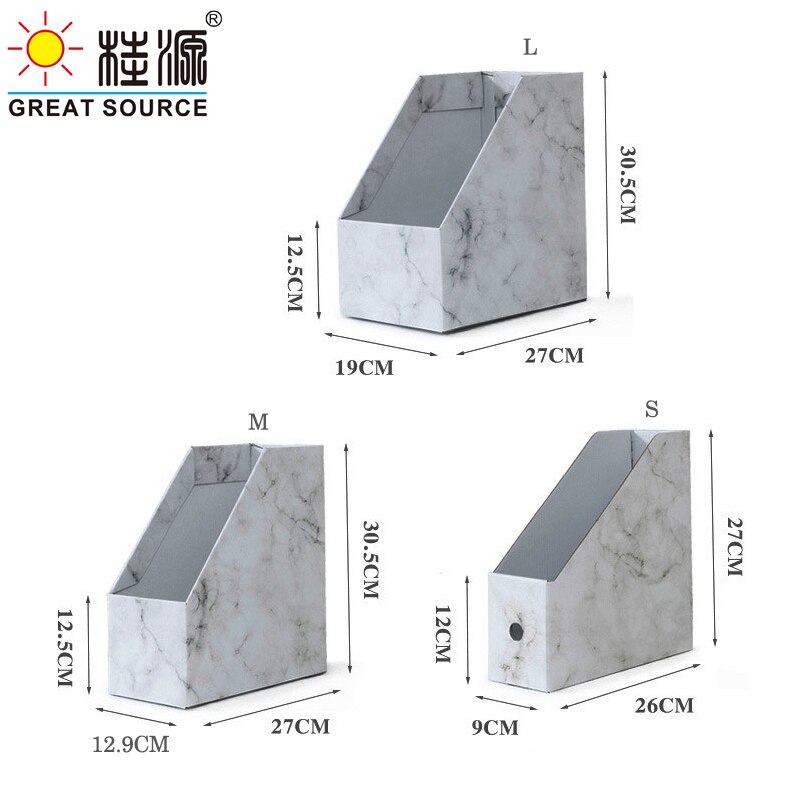 Foldaway File Holder Marble Newspaper Box Desk Top Organizer Magazine Bookend White Corrugated Paper Office Stationery (2PCS)