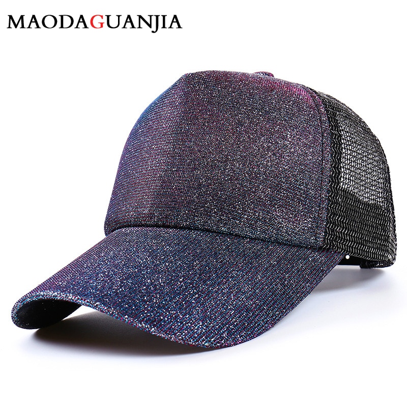 Casual Baseball Cap Unisex Verstelbare Mens Vrouwen Cap Shiny Gradiënt Kleur Hoed Multi Kleur Sport Caps Koppels Mesh Hoed Voor volwassen