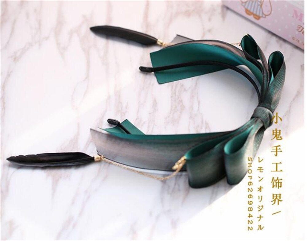 Adorno de encaje Lolita gótico verde oscuro KC horquilla para el pelo accesorios para el cabello hechos a mano tocado para mujer B464 B474: style 1
