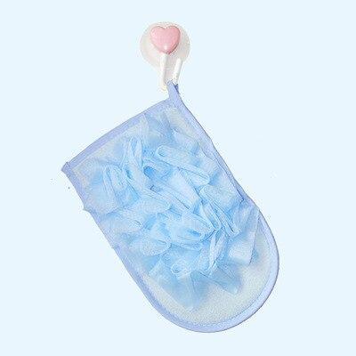 Hogar exfoliante baño esponja Wisp para ducha exfoliante doble cara limpieza corporal guantes para cepillar ducha baño toalla para masaje Ball: Azul