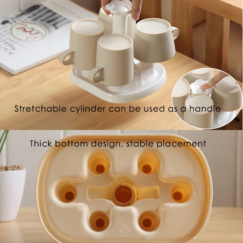 Drain Rack Cup Holder Drink Glass Bottle Storage Rack Stand Durable Plastic Pull-out Drain Cup Holders Kitchen Rack^1