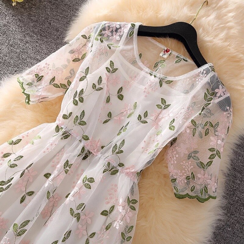 Flower Embroidered Net Yarn Fabric African Wedding Tulle Floral Lace Fabric Diy Craft Patchwork By Yard