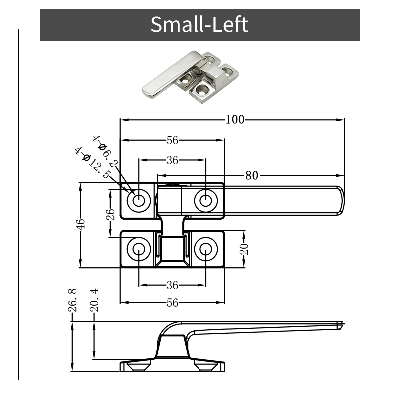 Cerradura de manija, ventana abierta plana, cerradura de mano izquierda/derecha de acero inoxidable, caja de ventana sólida, cerradura de puerta de baño, pestillo de barco RV: Plata