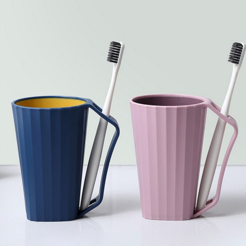 Brushing Cup With Handle Wash Cups Couple Mouthwash Cup-Small Fish Dark Blue With Handle Toothbrush Holder Good Morning