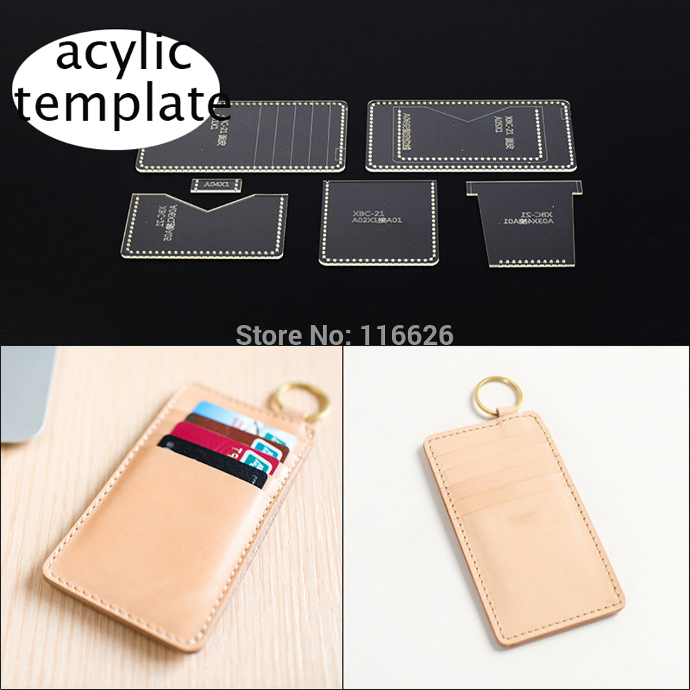 DIY leather craft key ring hanging card holder acylic template pattern stencil 18x8cm