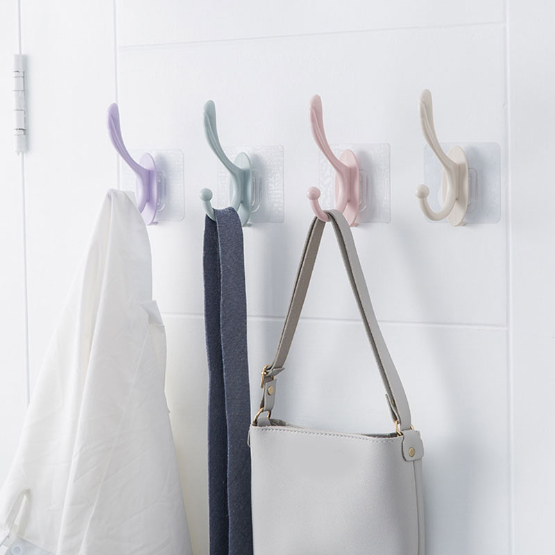 PVC Door Hanger Strong Adhesive Glue Door Hook Bathroom Wall Load-bearing Coat Towel Hanger Household Products