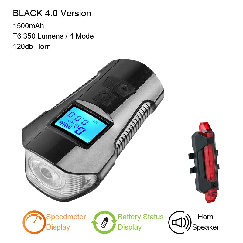 Bicycle Light Computer Speedometer Lights USB Rechargeable Bike Front Light Flashlight LED Warning Cycling Portable Light