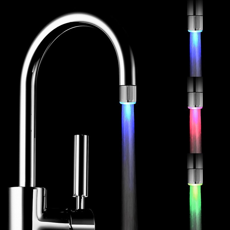 7 farveskiftende temperatursensor ledet vandhaner vand vandhane lampe køkken: 3 farver