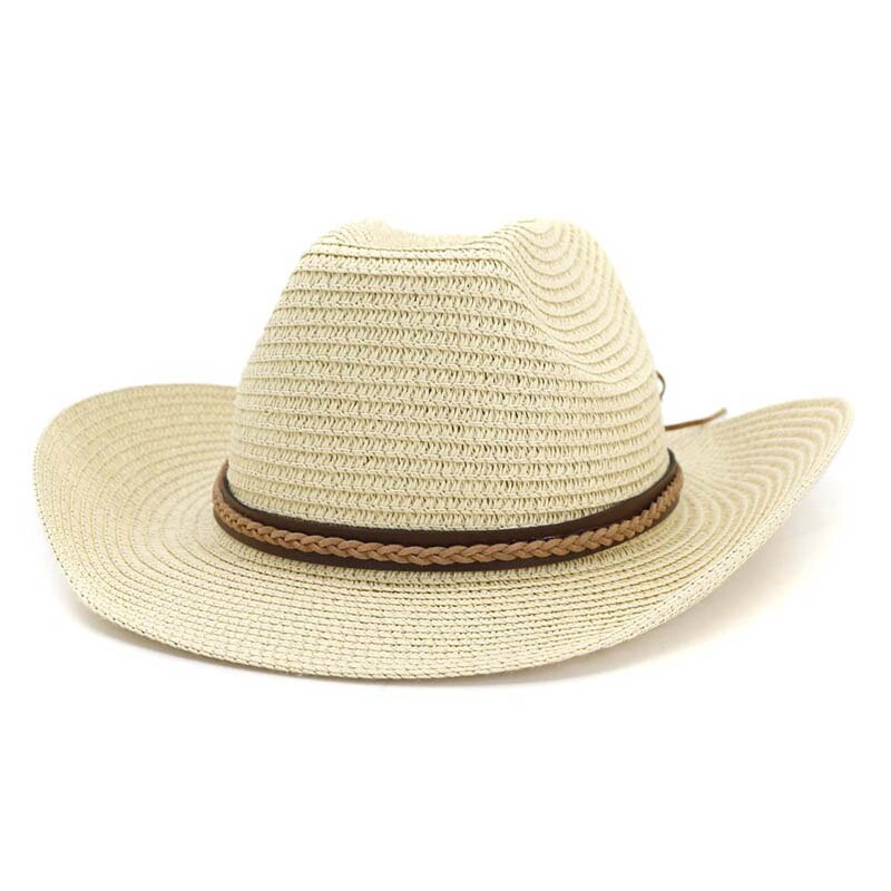 Zomerhoed voor dames, geweven vorm panama strohoed, heren riemvorm hoeden strand zonnehoed jazz hoeden western cowboy petten: 4
