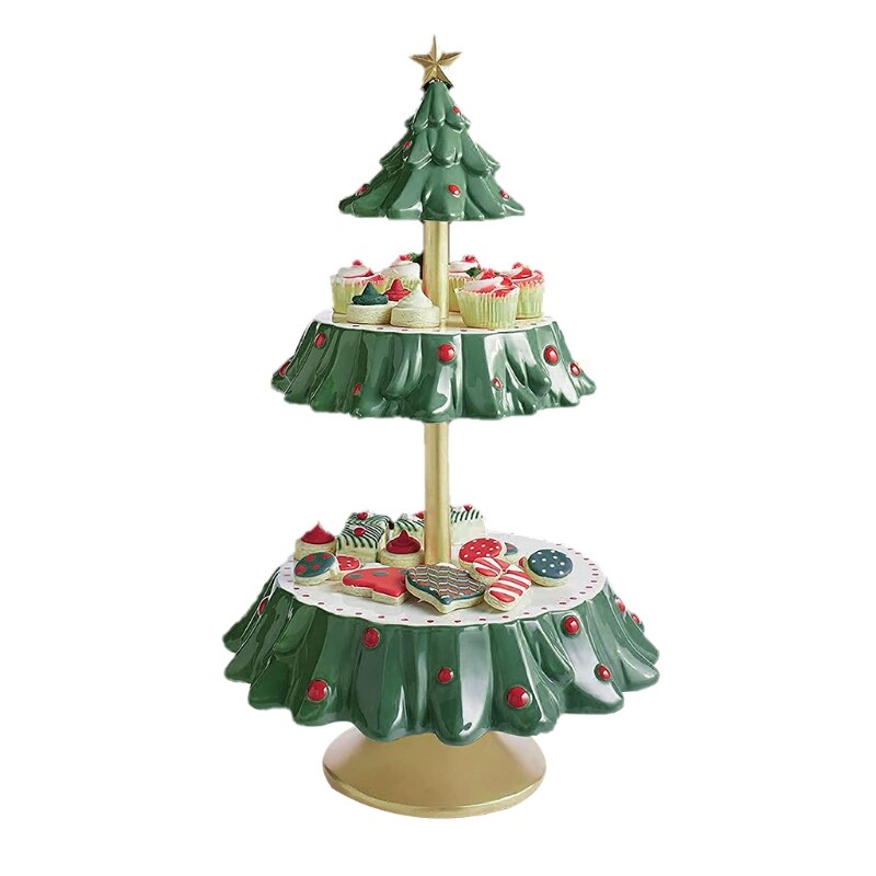 Snack Serving Stand Christmas Tree Shapes Bowls Snack Stands Dessert Stands Fruit Plates for Christmas Party Decorations