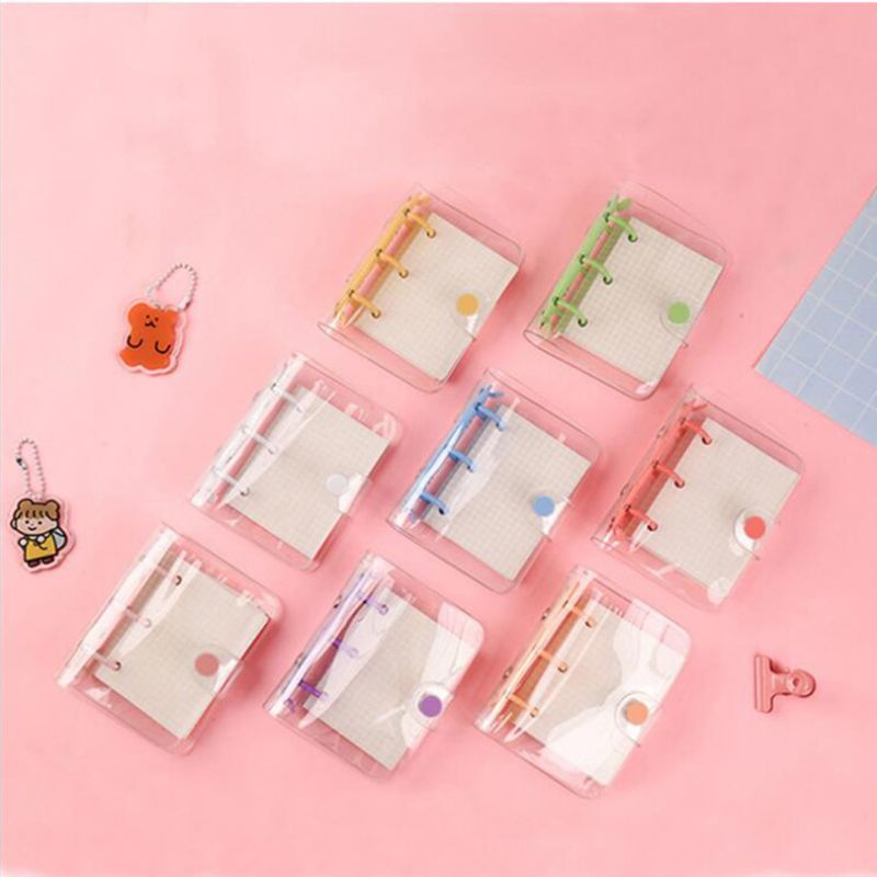 3 Holes Mini PVC Loose Leaf Transparent Diary Notebook Pocket Traveler Planner Note Book Office Supplies