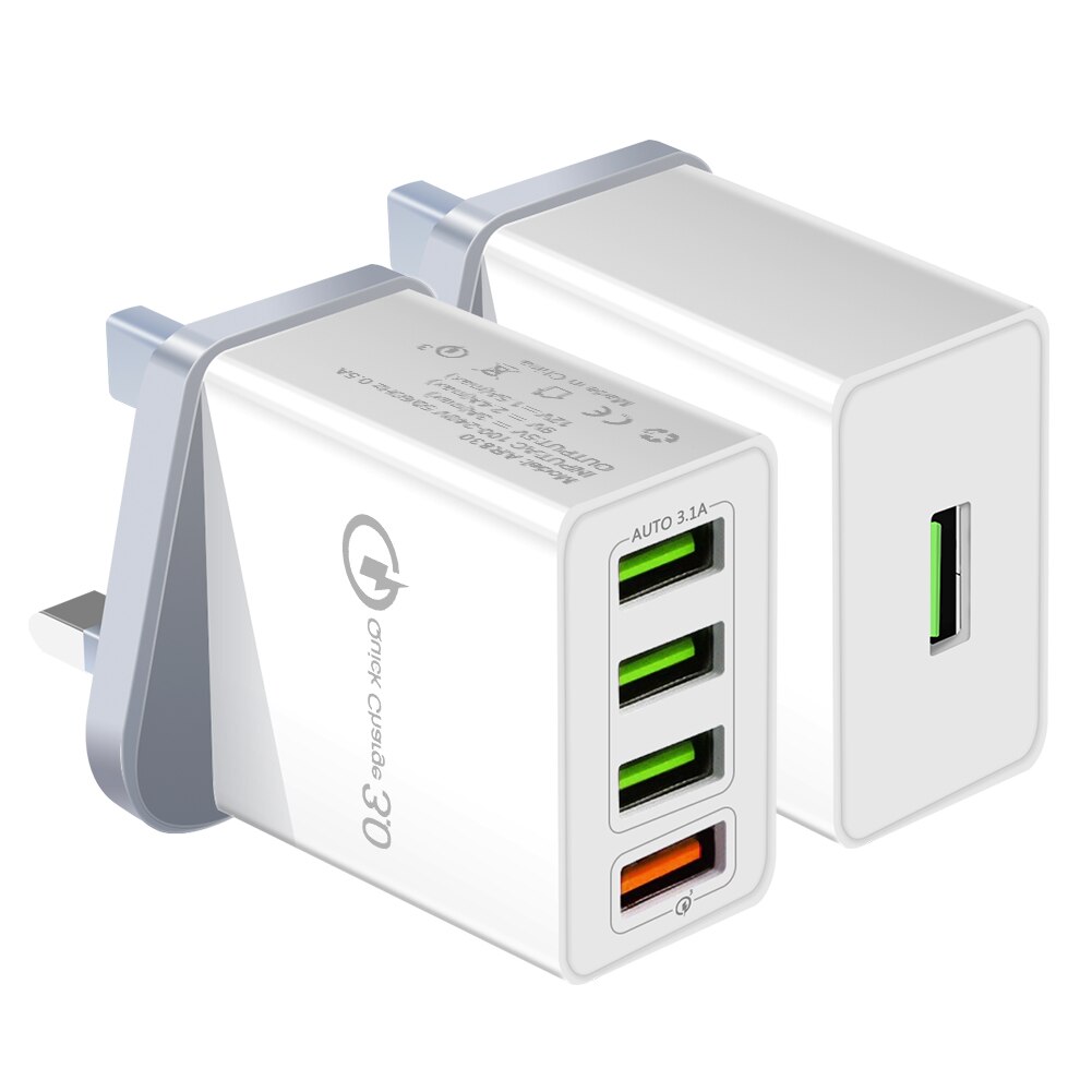 QC 3.0 USB Wall Chargerpower Fast Charging Charger Phone Adapter Portable Wall Mobile Phone Charger UK Plug For Tablet IPad: 1 x USB Wall Charger / 4U