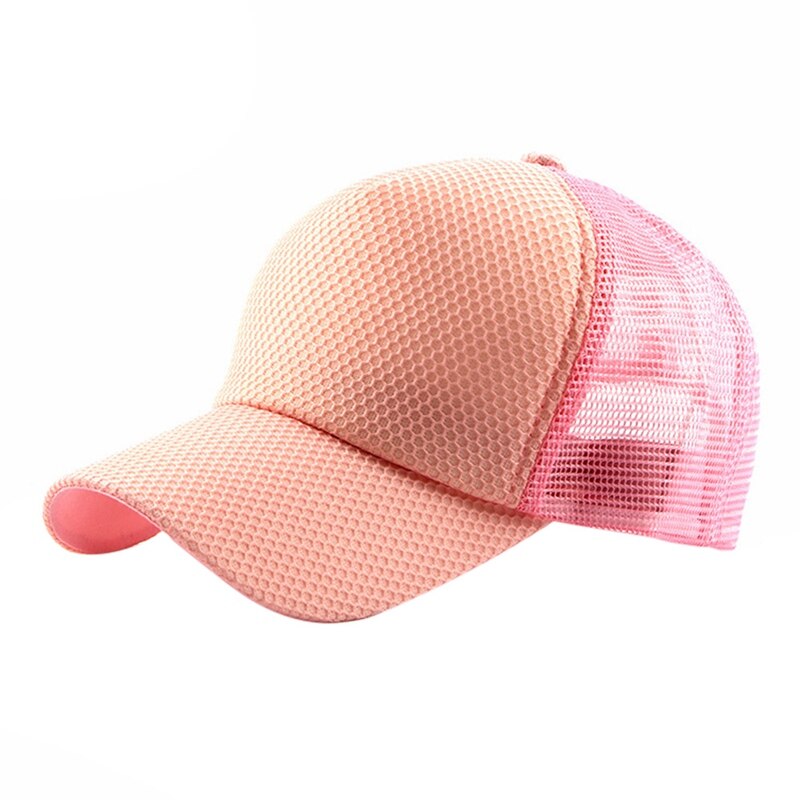 Utendørs sport turcaps solskjerm polyester mesh snapback lue hodeplagg utendørs sports løpetøy med justerbar lukking bak: Rosa