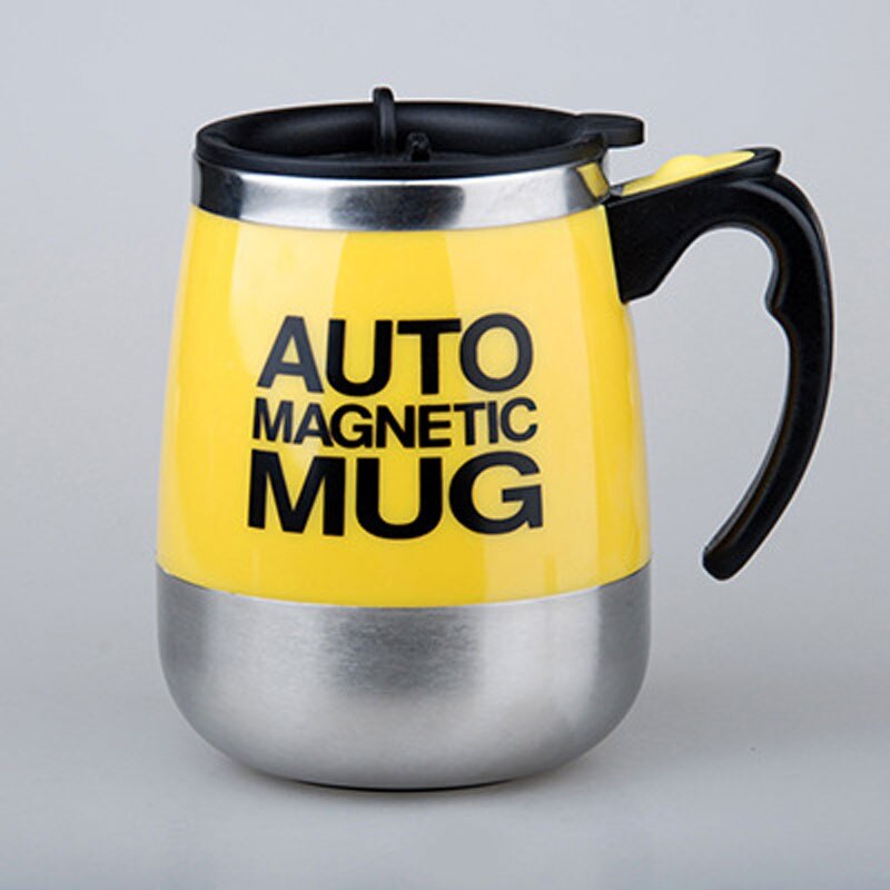 400ml krus automatisk elektrisk lat magnetisk selvrørende krus kaffe melk blandekrus smart rustfritt stål juiceblandingskopp: Gul