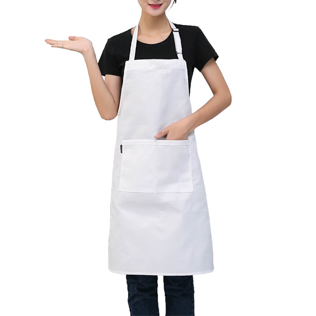 2pcs Unisex Work Apron For Men Black Apron Bib Adjustable Cooking Kitchen Restaurant Aprons For Woman With Pockets: white