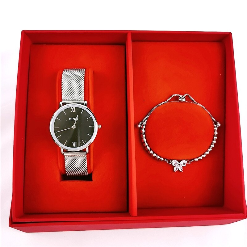 Eenvoudige Zilveren Stalen Horloge Met Armband Set Dame Waterdichte Diamant Bezette Dial Lady Quartz Horloge Relogio Feminino