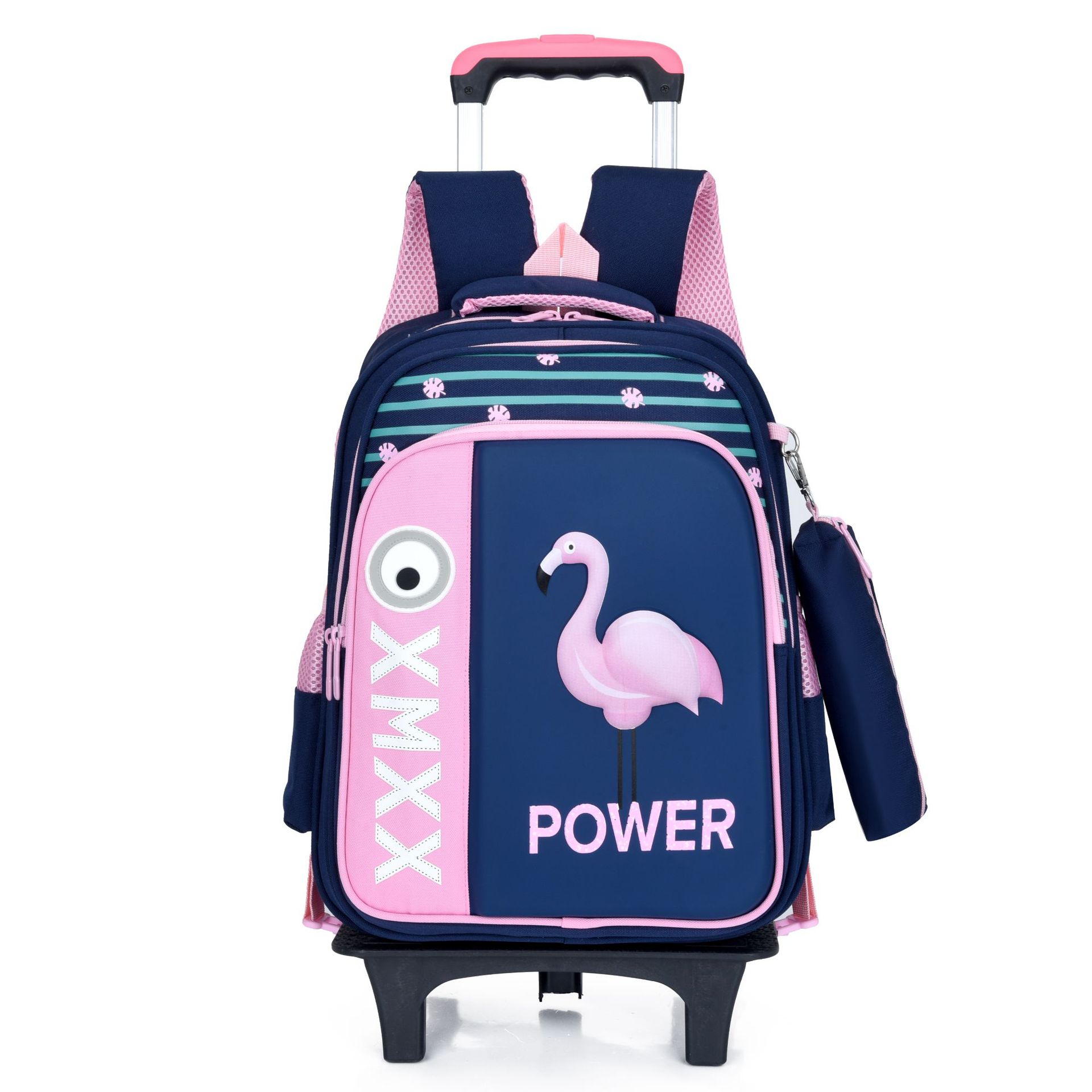 School Rolling backpack Bags kids travel trolley bag teenager Children wheeled backpack for girls boys school bag with wheels: blue wheels