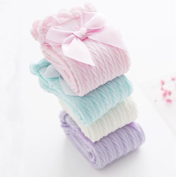 Chaussettes en coton avec gros nœud aux genoux pour bébés, vêtements d'été pour enfants en bas âge, coton, longs et doux, 100%