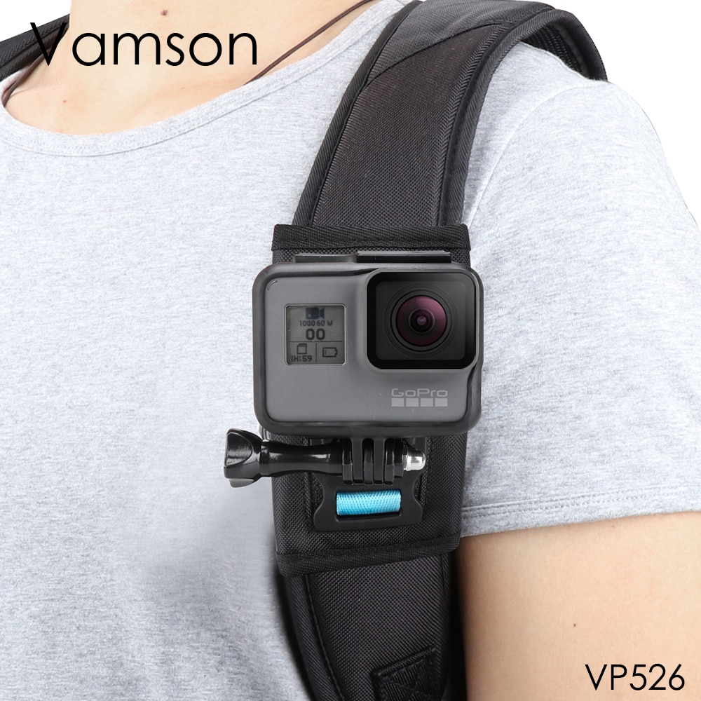 Vamson for Gopro 10 9 8 7 6 5 session Accessories Backpack Clip 360 Degree Rotatable Fixed Bracket Base for DJI for Yi 4K VP526