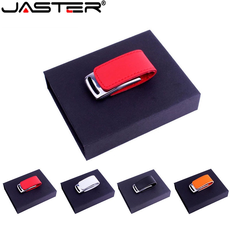 Usb jaster 2,0 cuero usb + caja de usb pendrive 4GB 8GB 16GB 32GB 64GB de memoria U disco usb flash drive