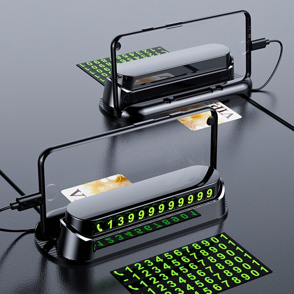 Car card with phone for temporary parking, car parking accessories, parking car transporter