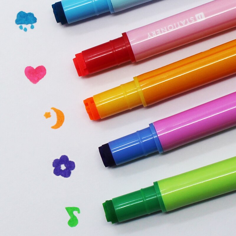 40 pcs/Lot métal pointe fine couleur stylo 2 en 1 timbre sceau surligneur marqueur double face écriture Scrapbooking fournitures scolaires EB775