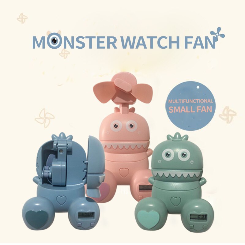 Monster Watch Fan Net Red Car Small Hair Dryer Children Handheld USB Charging Fan Mini Monster Multifunction Foldable Wrist Fan