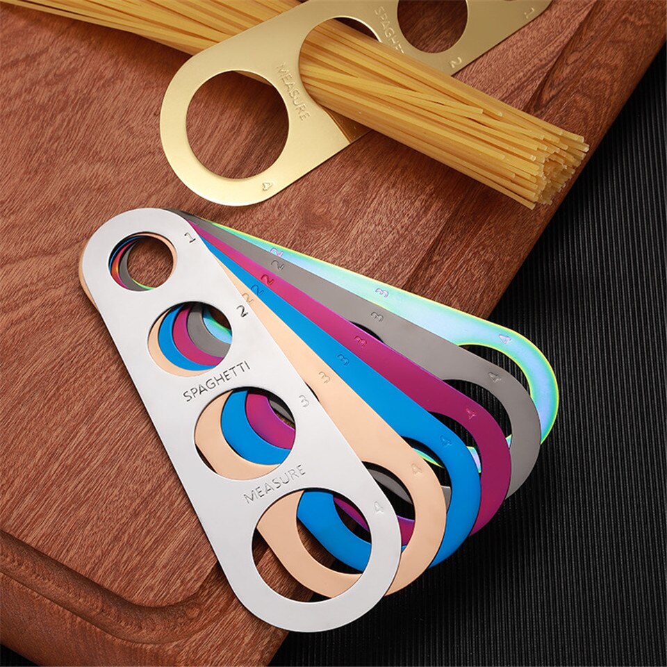 Easy Clearing Pasta Ruler Measuring Tool 4 Serving Portion Stainless Steel Spaghetti Measurer Cooking Supplies Control Tools