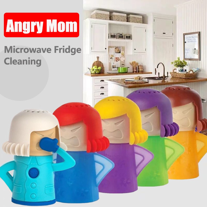 1PCS Angry Mama Mom Microwave Cleaner Oven Steam Easily Cleans Microwave Appliances for The Kitchen Refrigerator Cleaning Tools