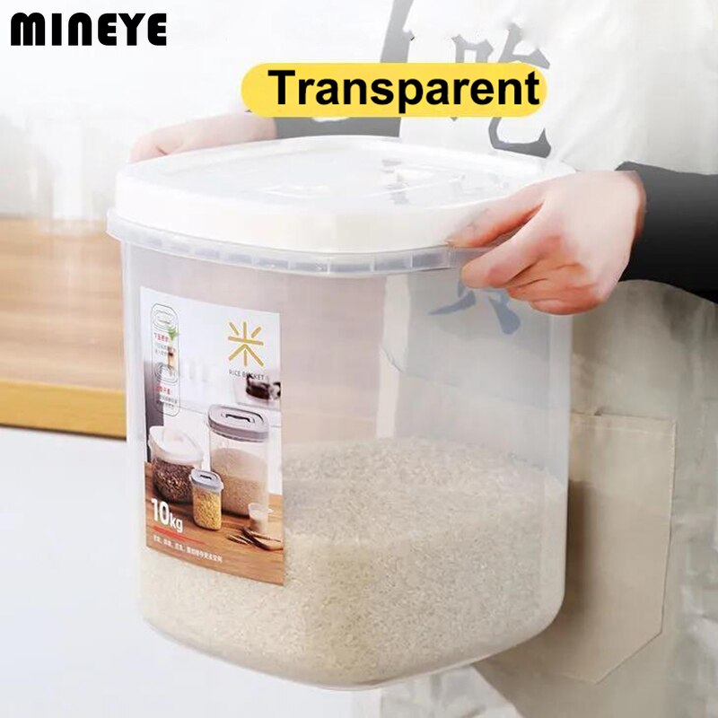 Transparent Rice Bucket Insect-proof Moisture-proof Sealed Flour Storage Containers Kitchen Grains Pet Dog Food Storage Box