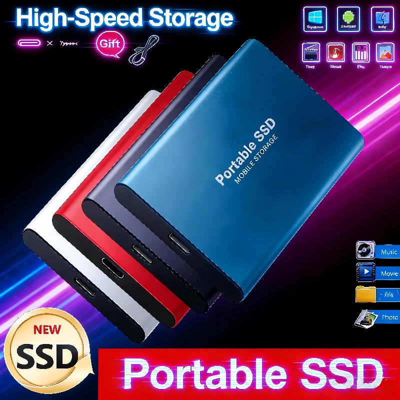 Bærbar ekstern harddisk 1tb støjsvag solid state-drev 2tb 4tb mobil disk højhastigheds-ssd til pc, bærbar computer, hjemme og kontor