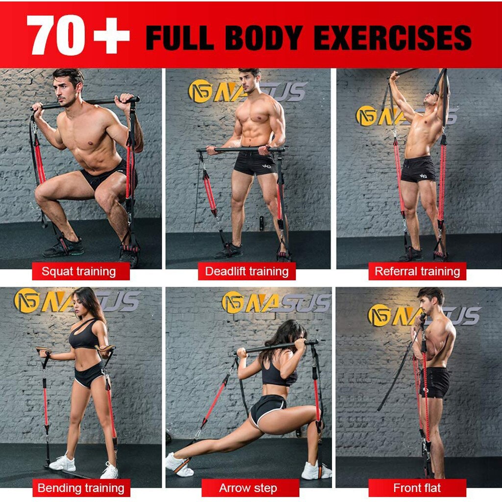 Widerstand Bands Tragbare Home Gym Pilates Bar System Volle Körper Workout Fitness Ausrüstung Ausbildung Kit Expander Widerstand Bands