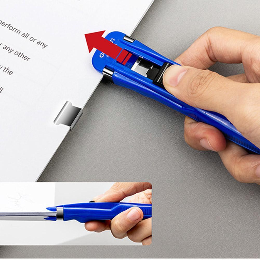 Clip Push Stapler Reusable Binding File Paper Clip Clamp Remover Folder Office Supplies Set Staple School Binder Push C E9j6