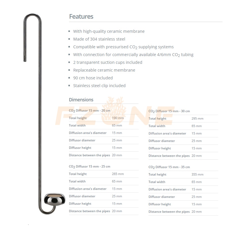 Chihiros CO2 Diffuser Stainless Steel CO2 Tiny Bubble Diffuser for Aquarium Fish Tank Aquatic Plant