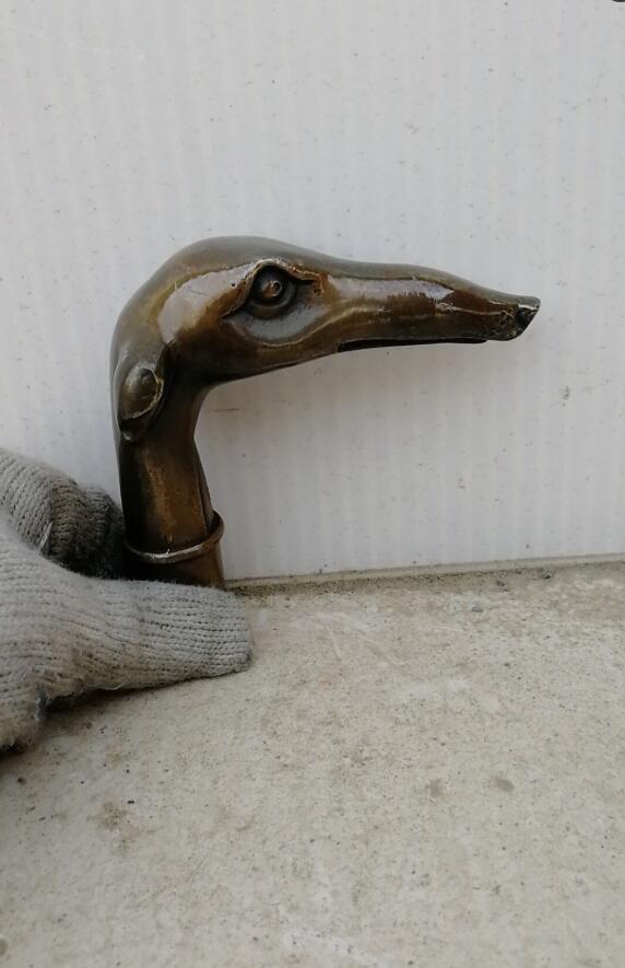 Kinesisk gammel bronze håndskåret cobra statue sukkerrør spadserestok hoved: 10