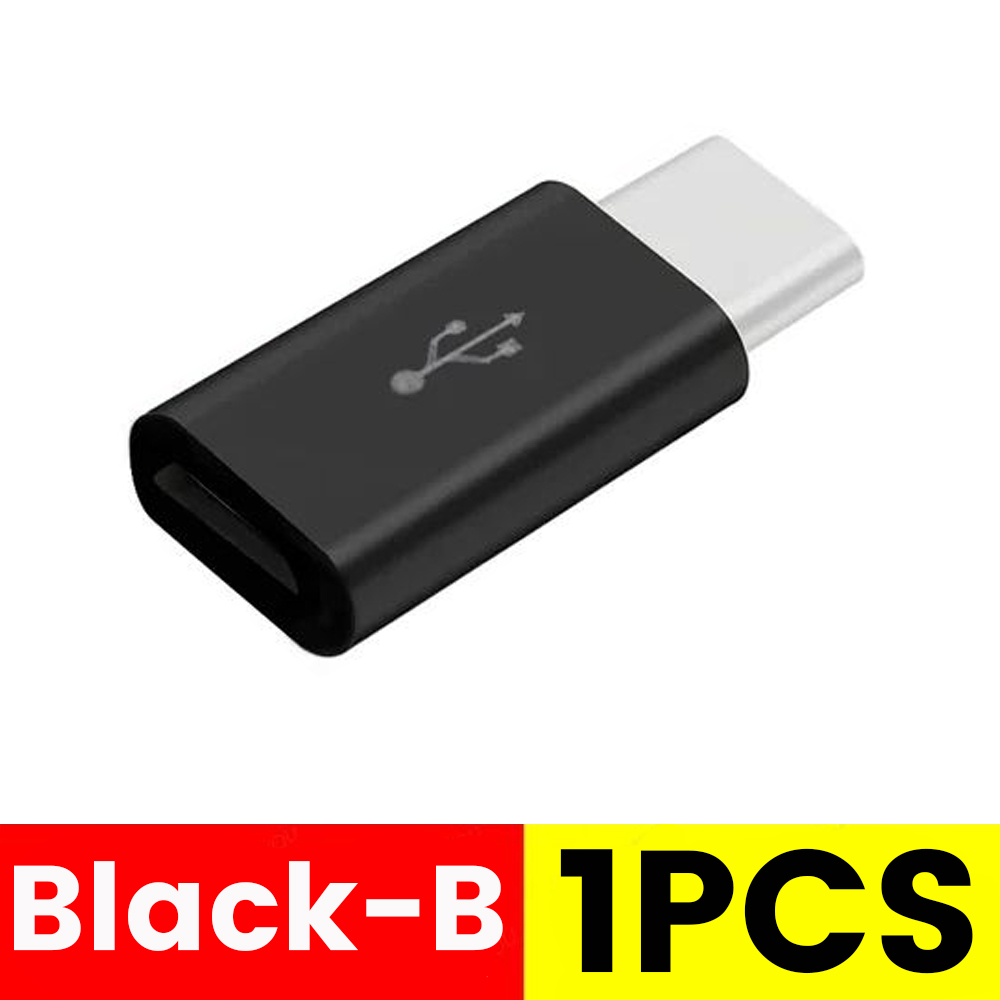 6/1Pcs Type C Female To Micro USB Male Adapter Connector Type-C Micro USB Charger Adapter for Xiaomi Huawei Phone Converter: Matte Black