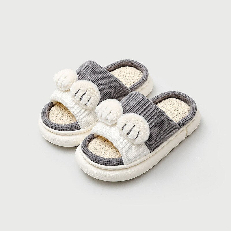 Chaussures de printemps antidérapantes pour enfants, en lin respirant, pour la maison, sandales antidérapantes portables, pantoufles pour garçons et filles, 2022: GRAY / 32