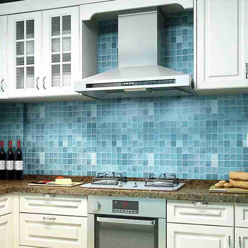 Waterproof Scrub Mosaic Wall Tile Stickers Kitchen Self Aluminum Wall Paper Adhesive Foil Bathroom Oil-proof Wallpaper U5T3