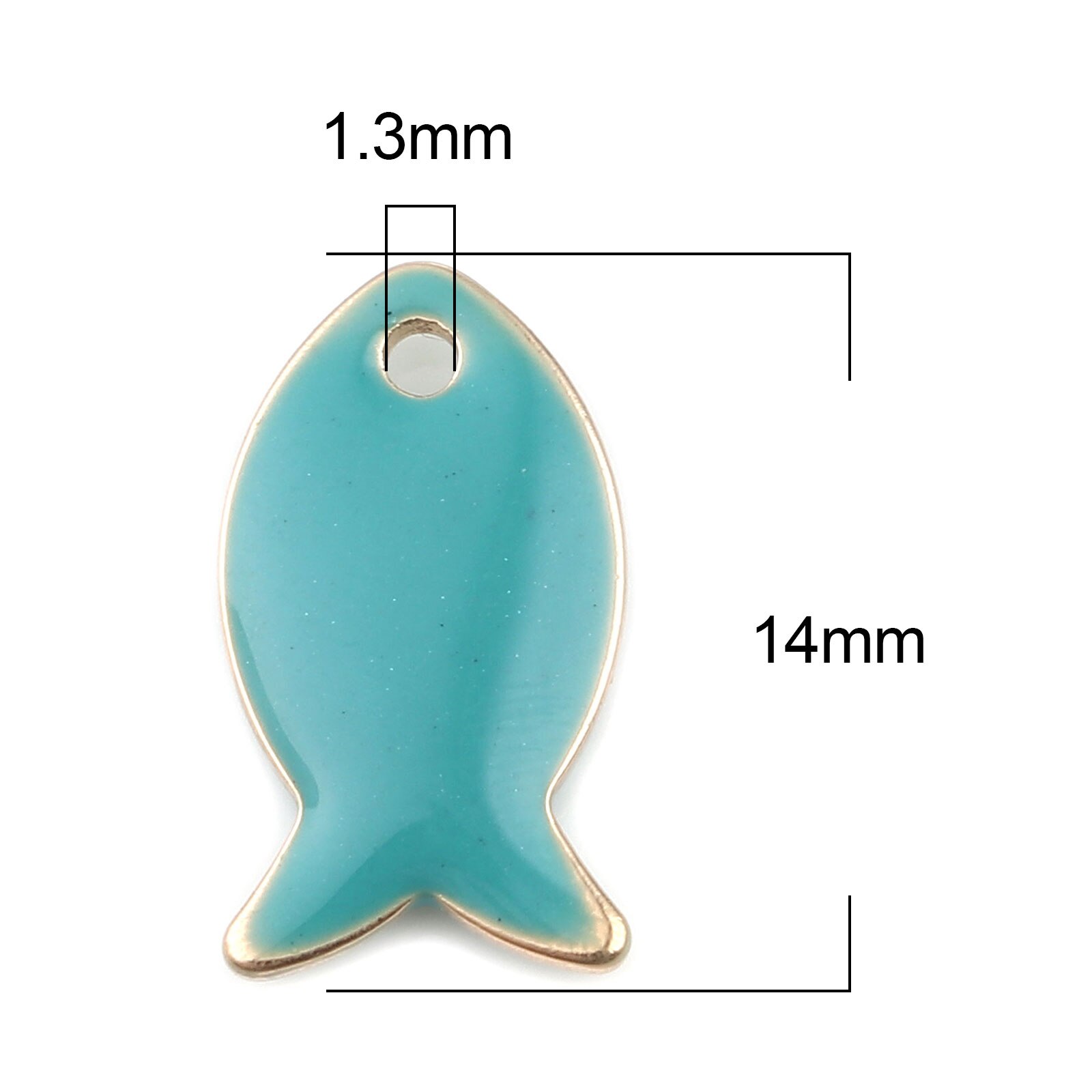 10PCs Copper Small Fish Enamelled Sequins Charms Pendant For Jewelry Making Findings Gold Color Setting Light Green 14mm x 8mm: Peacock Blue