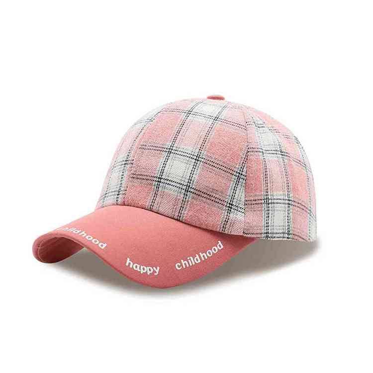 Plaid Baby Summer Hat Soft Cotton Adjustable Kids Baseball Cap For Baby Boy Girls Peaked Caps Children Snapback Hip-Hop Sun Hat: pink