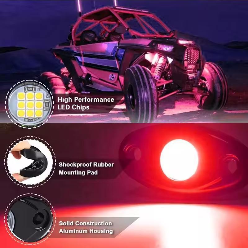 4/8 PCS Universal Underglow LED Lights Kit Kit Diode rock light 12v for cars pickup trucks Waterproof chassis decorative light