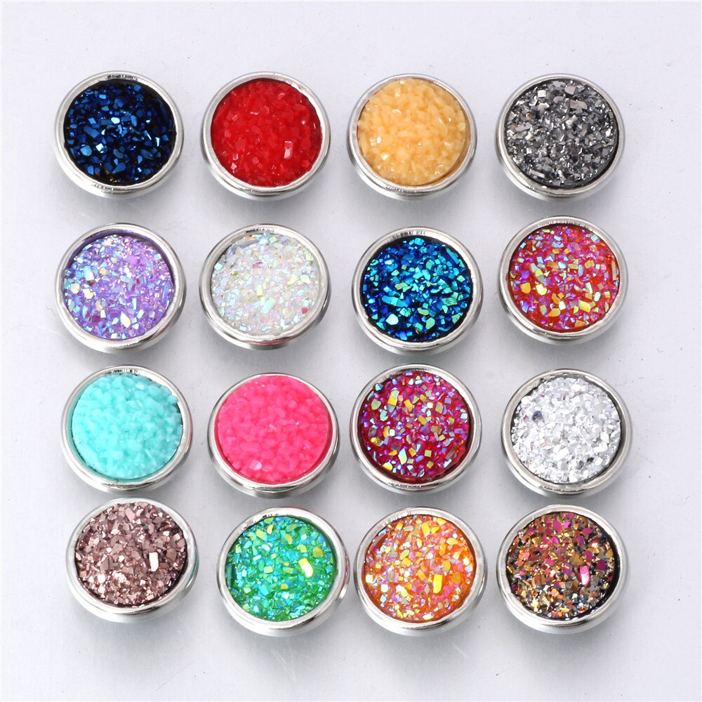 10pcs/lot Mixed Color 12MM Random Fish Scale Resin Snap Button For Women Fit 12mm Snap Bracelet Bangle Earrings Necklaces: 9