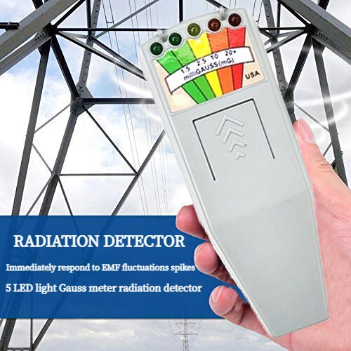 Electromagnetic Field EMF Gauss Meter Radiation Dosimeter Detector Portable EMF Magnetic Field Monitor 5 LED Gauss Meter