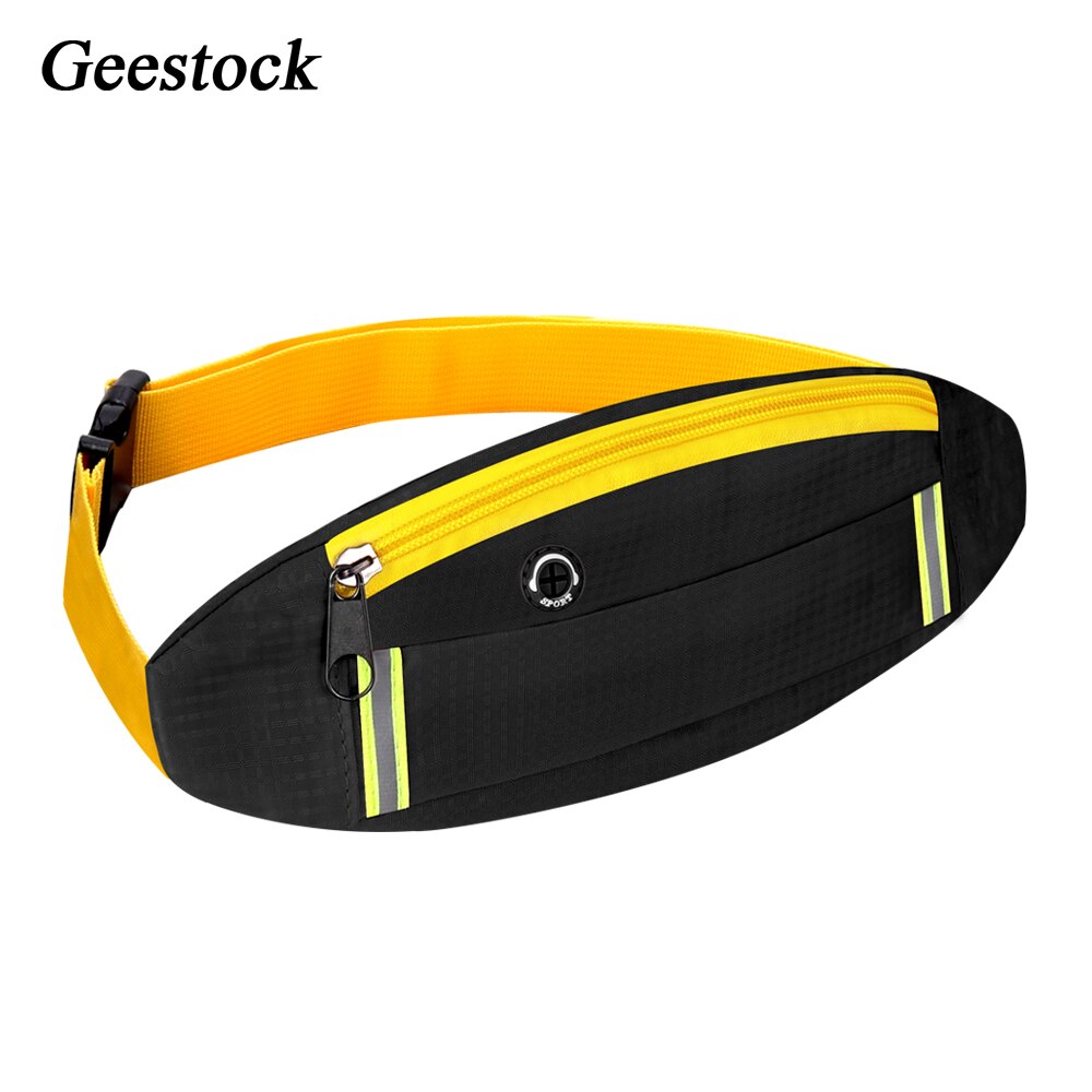 Geestock Taille Pack Reflecterende Running Heuptasje Voor Vrouwen Riemen Tassen Outdoor Sport Unisex Mode Hip Bag Phone Pouch Fietsen: Black