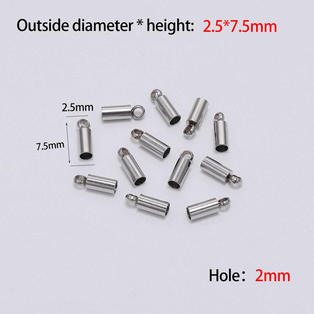 10 stk/parti rustfrit stål endehætte passer 2 3 4 5 6 7 8 10mm kvast lædersnor ende krympehætter til smykkefremstilling gør-det-selv-armbånd: 2mm