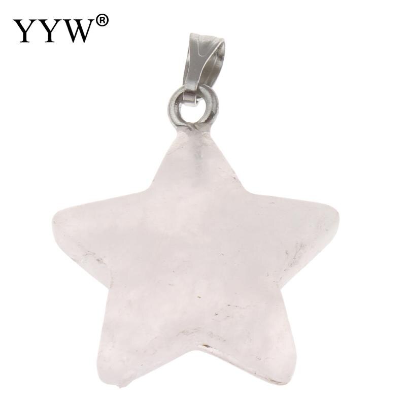 YYW Natural Real Stone Quartz Pendants Jewelry DIY Star Dangle Malachite Aventurine Sea Opal Rose Purple Crystal Stone Pendants: rose quartz