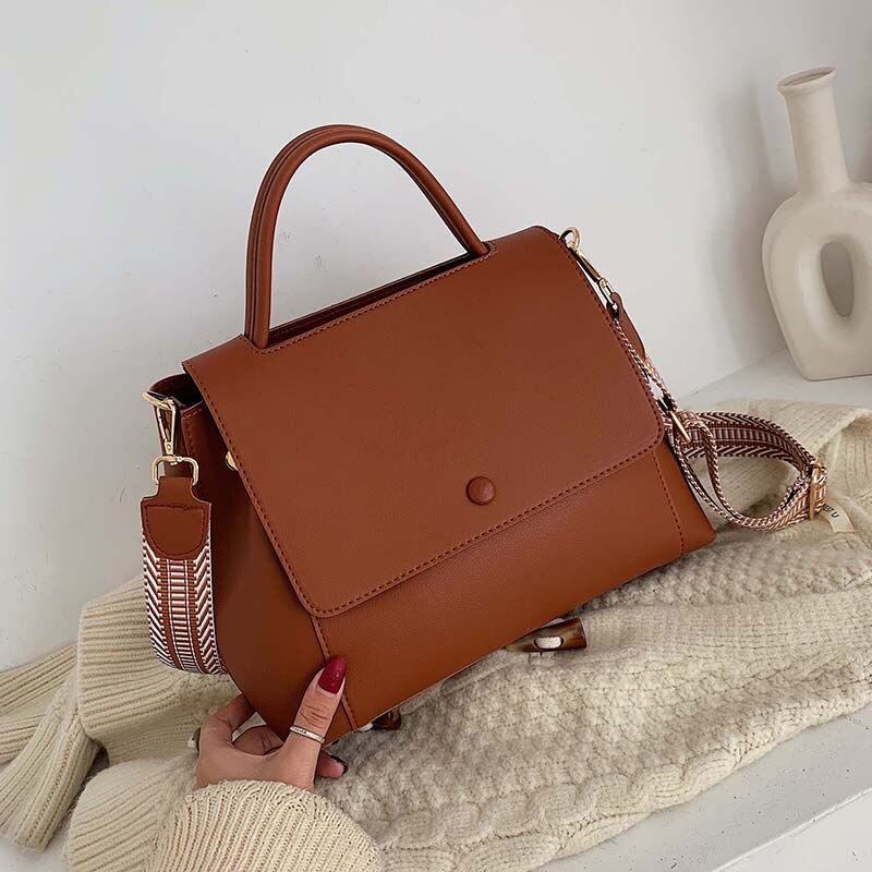 Pu leren dames handtas over de schouder messenger bag dames grote capaciteit dagelijkse casual tassen dames effen kleur crossbody tassen: Bruin