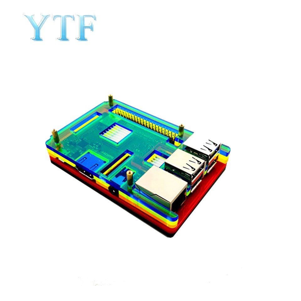Coque raspberry  pi 3 b+  plus génération, coque 5 couches, couleur jaune, noir, bleu, orange, rouge, envoi avec dissipateur thermique