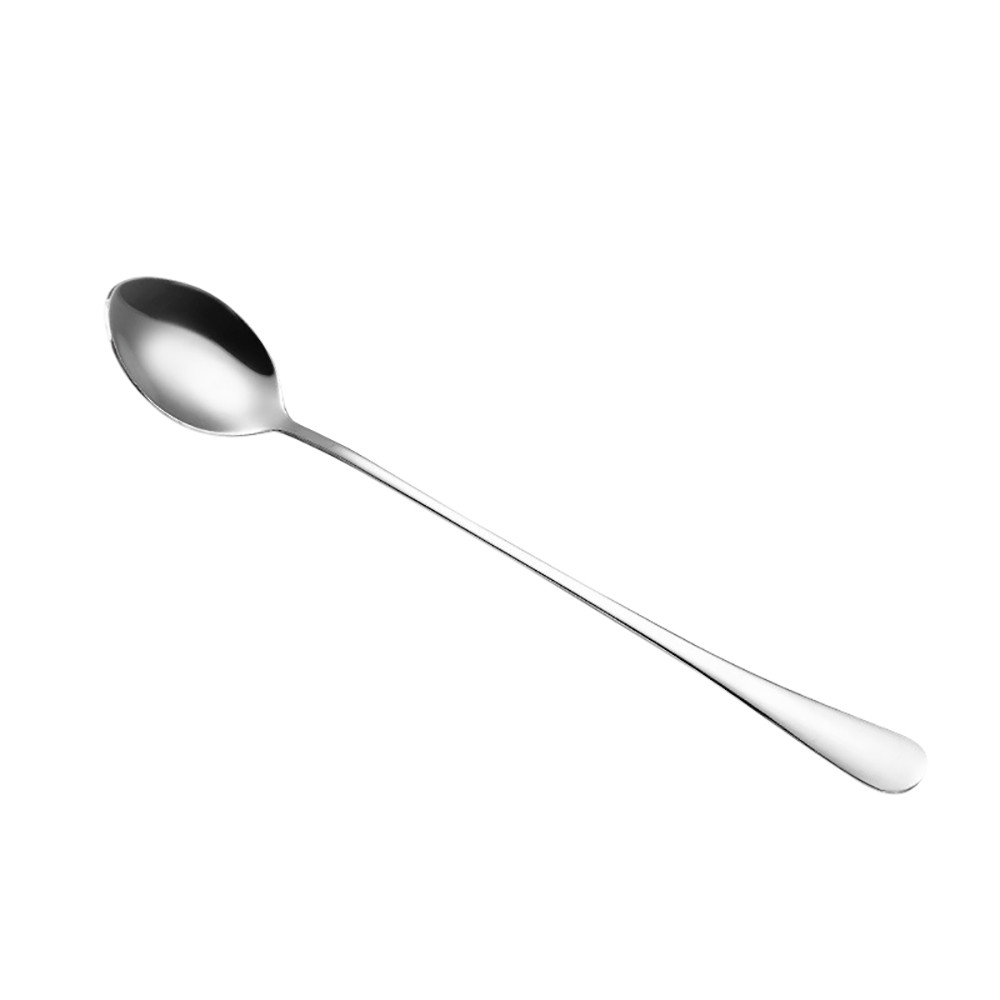 Stainless Steel Spoon With Long Handle Ice Spoon Coffee Spoon Tea Home Kitchen Tableware Colorful Spoons: Silver